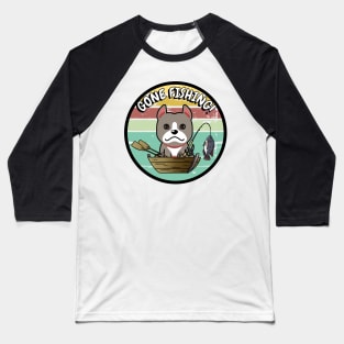 Cute grey dog has gone fishing Baseball T-Shirt